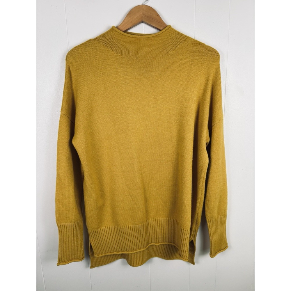 MAX STUDIO Women's Large Mustard Yellow Mock Neck Long Sweater